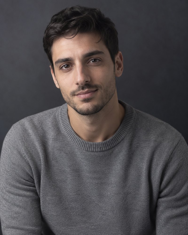 Marco Bellini, capelli corti, maglione grigio senza stampa